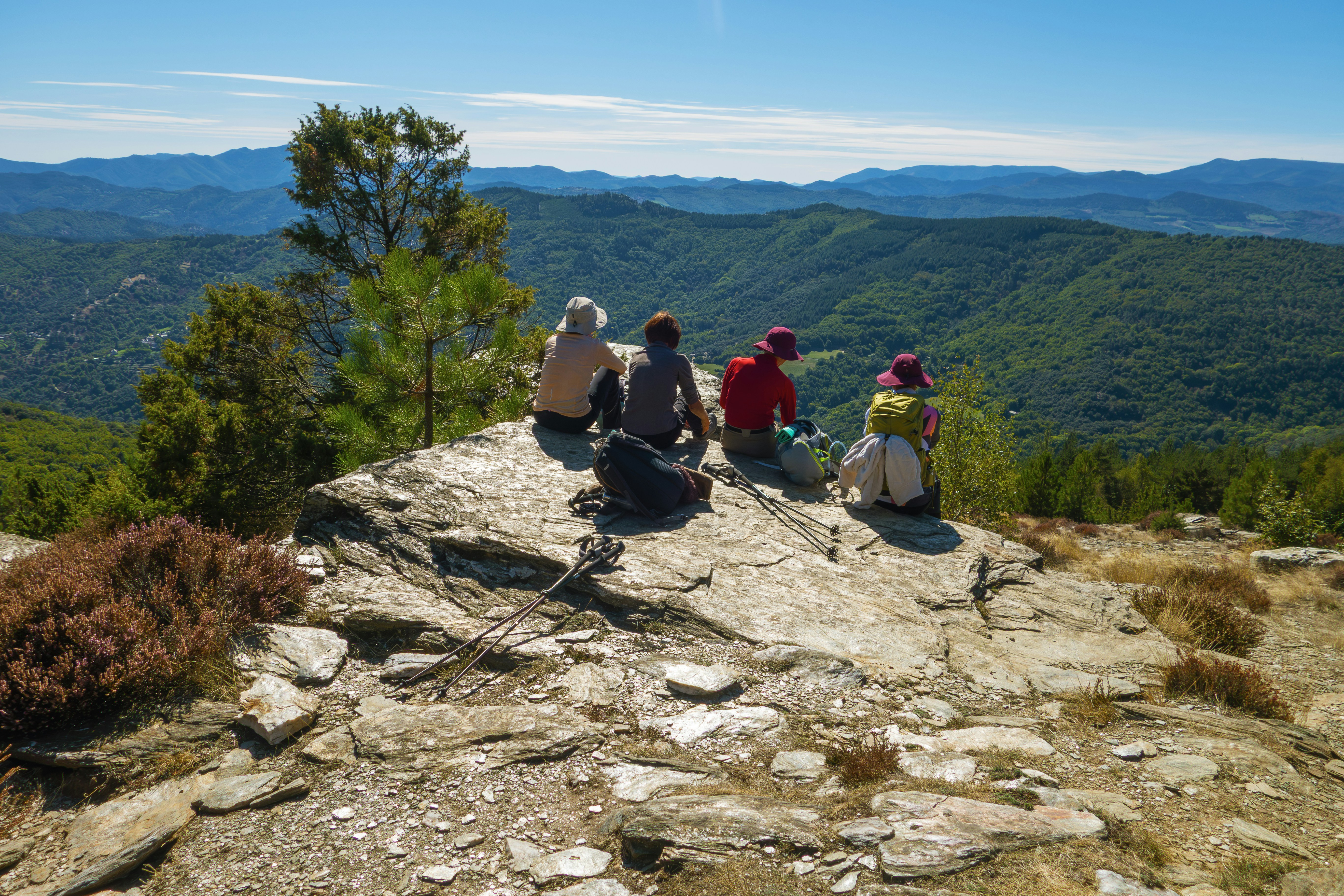Group of women hikers exploring mountain ridges on an African adventure